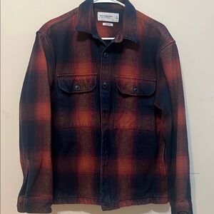 Abercrombie & Fitch orange  and Blue heavyweight plaid Shirt Jacket.